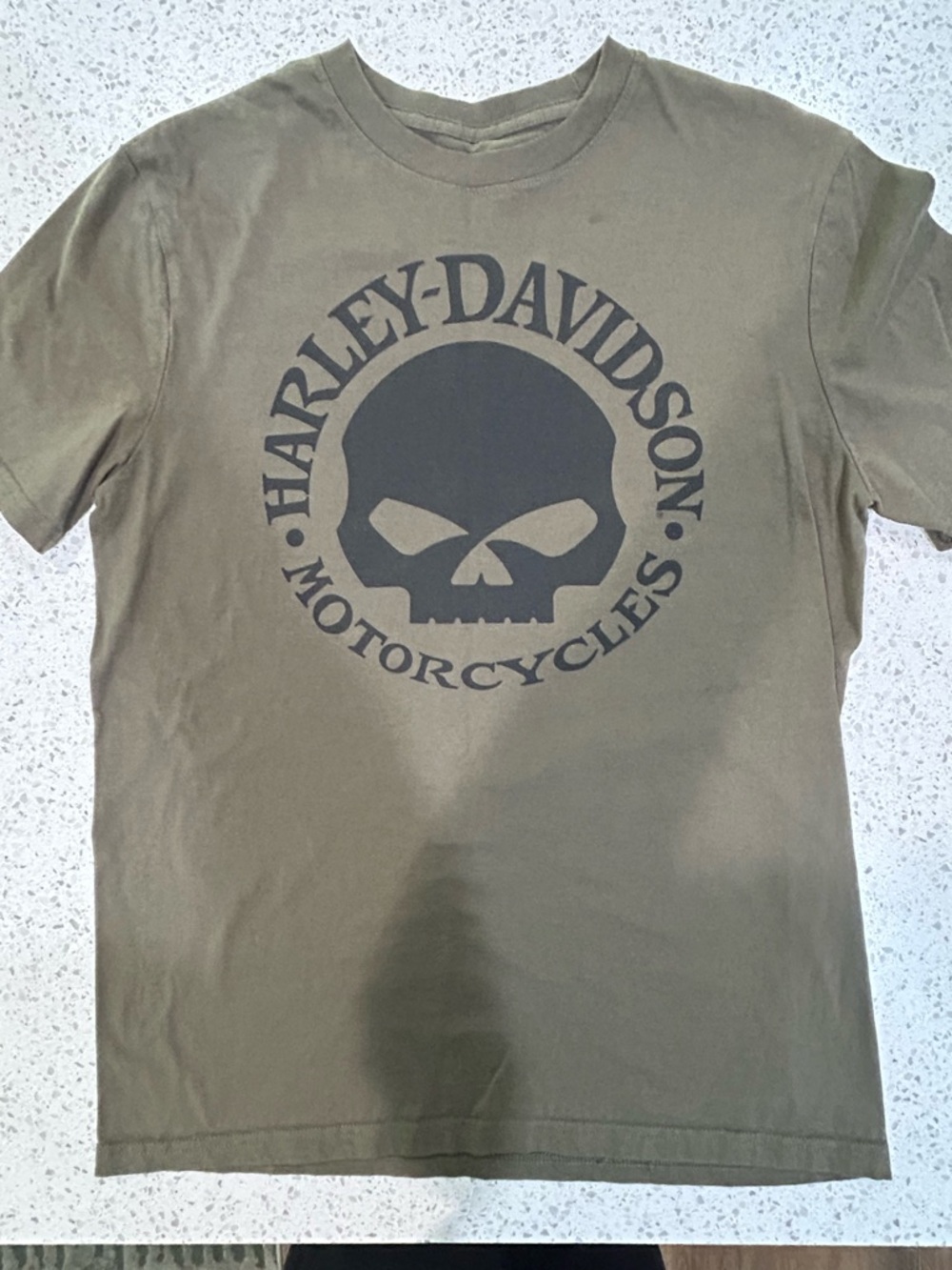 Harley-Davidson Olive Green Skull Logo Short Sleeve T-Shirt